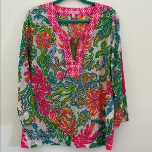 Lilly Pulitzer Pink and Green Floral Tunic